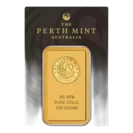 100g Australian Perth Mint gold bar - minted