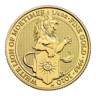 2020 1/4 oz British Gold Queens Beast White Lion Of Mortimer