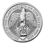 2019 2 oz British Silver Queen's Beast Falcon 5 Pounds Silver Coin