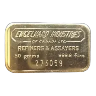50 gram Engelhard Industries Canada Gold Bar