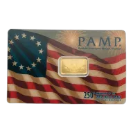 2.5 Gram PAMP 250th Anniversary Heraldic Bald Eagle Gold Bar