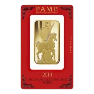100 Gram PAMP Suisse Lunar Horse Gold Bar 2014