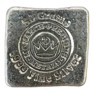 50g Monarch Precious Metals Silver Square Poured Bar