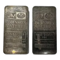 10oz Johnson Matthey Silver Bar (Staggered JM Logo Reverse)