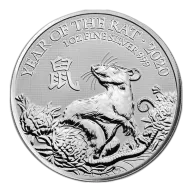Pre-Owned 2020 UK Lunar Rat 1oz Silver Coin - VAT Free
