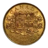 1912-1914 Canada Gold $5 XF/AU (Cleaned or Polished)