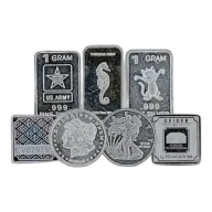 1 Gram .999 Silver Round/Bar (Secondary Market, Varied Condition, Any Mint)
