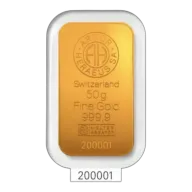 Gold 50 gram Argor-Heraeus Minted Bar