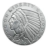 1/10 OZ SILVER ROUND INCUSE INDIAN DESIGN GOLDEN STATE MINT
