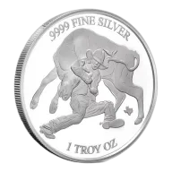2024 1 oz Texas Mint Silver Steer Wrestling Round (New)