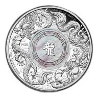 2oz Silver Double Dragon & Pearl Coin (2024)