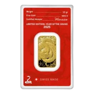 10 gram 2025 Lunar Year of the Snake Gold Bar - Argor Hereaus
