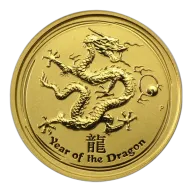Pre-Owned 2012 Australian Lunar Dragon 1/10oz Gold Coin
