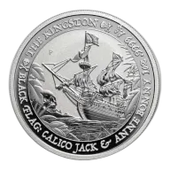 2024 1 oz Tuvalu Silver Black Flag: Calico Jack & Anne Bonny