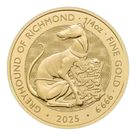 Pre-Owned 2025 UK Tudor Beasts Greyhound of Richmond 1/4oz Gold Coin