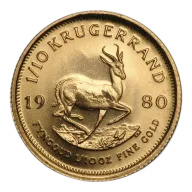 1980 South African Krugerrand Gold 1/10oz Coin - Dealers Choice