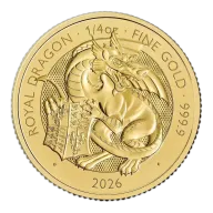 2026 U.K. 25 Pound 1/4 oz Gold Tudor Beast Royal Dragon Brilliant Uncirculated