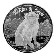 Silver Coin St. Kitts & Nevis: Green Vervet Monkey 1 oz Silver 2025