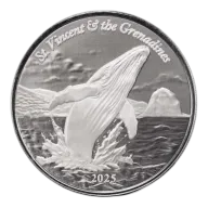 Silver Coin St. Vincent & the Grenadines: Humpback Whale 1 oz Silver 2025