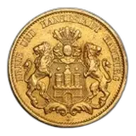 1875-1913 Germany Gold 20 Marks Hamburg AU