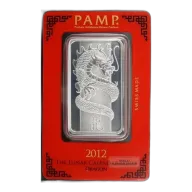 Rare / Collectable: 1oz 2012 PAMP Suisse Lunar Year of the Dragon .999 Silver Bar in Assay