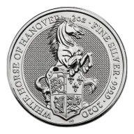 Pre-Owned 2020 UK Queen's Beasts The White Horse of Hanover 2oz Silver Coin - VAT Free