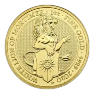 Pre-Owned 2020 UK Queen's Beasts The White Lion of Mortimer 1oz Gold Coin