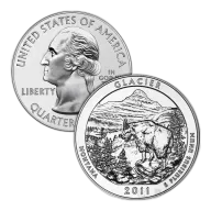 2011 5 oz ATB Glacier National Park Silver Coin