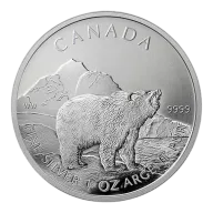 2011 1 oz Silver Grizzly Coins - Canadian Wildlife Series Coin