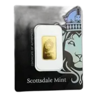 SCOTTSDALE MINT SCOTTSDALE MINT LION MINTED BAR, GOLD, 5GR