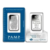 1 oz Platinum Bar - Brand Varies (Carded)