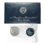1974-S UNC Silver $1 Eisenhower Dollar Blue