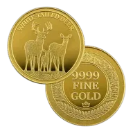 1/4 Gram .9999 Fine Gold Round - White Tailed Deer (Sealed in Capsule)