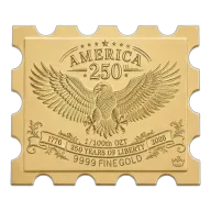1/100 oz .9999 Fine Gold Bar - Monarch - America's 250th Anniversary Gold Stamp (Limited Edition)