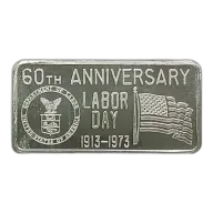 1973 Labor Day 60th Anniversary 1 oz Silver Bar Great Lakes Mint VINTAGE