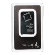 50 gram Platinum Bar - Valcambi (Carded)
