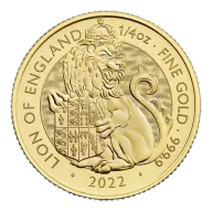 Pre-Owned 2022 UK Tudor Beasts The Lion Of England 1/4oz Gold Coin