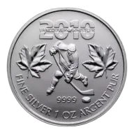 RCM 1oz Silver Hockey Player Maple Leaf - 2010