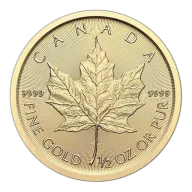 2026 $20 Gold Canadian Maple Leaf .9999 1/2 oz Brilliant Uncirculated
