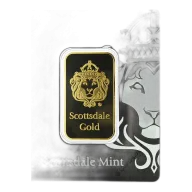 1 Troy oz Scottsdale Lion .9999 Fine Gold Bar in Assay