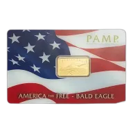 5 Gram PAMP America The Free Bald Eagle Gold Bar (In Assay)