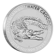 2014 Australian Saltwater Crocodile Silver 1 oz - 0.999 Fine, $1 AUD