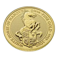 2020 U.K. 25 Pound 1/4 oz Gold Queens Beast White Horse of Hanover BU