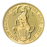 2019 U.K. 25 Pound 1/4 oz Gold Queen's Beast Yale of Beaufort BU