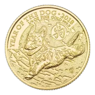 Pre-Owned 2018 UK Lunar Dog 1/4oz Gold Coin