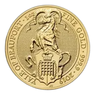 2019 1 Oz Great Britain Queen's Beast Gold Coin (Yale) - BU