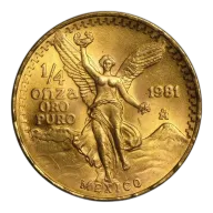 1981 Gold Mexican Libertad Onza 1/4 oz Brilliant Uncirculated