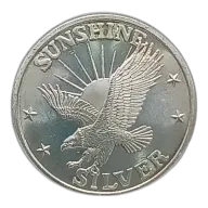 No Date Sunshine Mining 1 oz Silver Round RARE VINTAGE