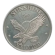 1983 Sunshine Mining 1 oz Silver Round VINTAGE
