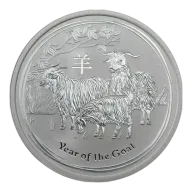 Pre-Owned 2015 Australian Lunar Goat 2oz Silver Coin - VAT Free